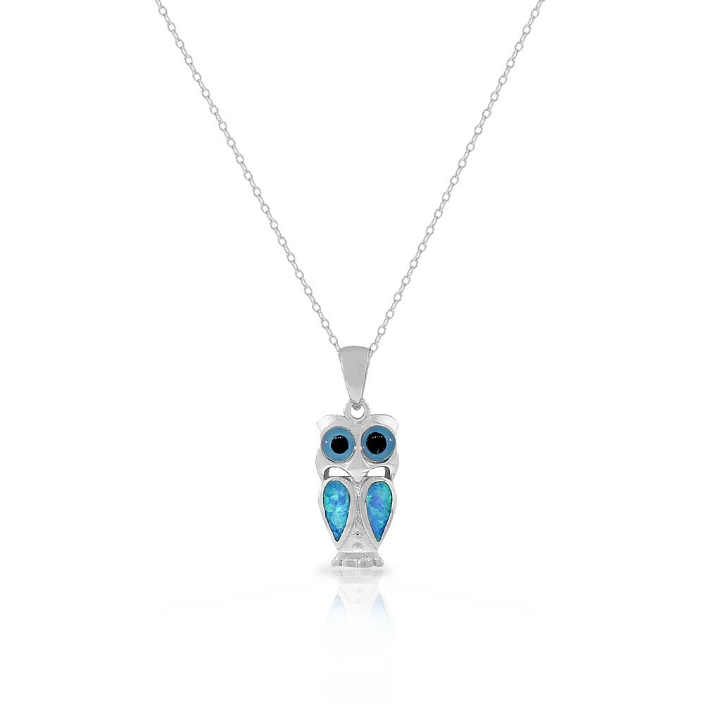Sterling Silver/Opal Owl Necklace